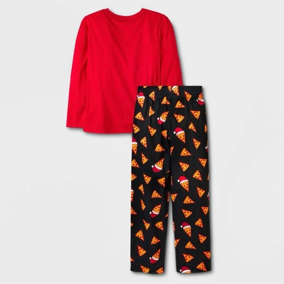 🆕 Cat & Jack Boys Christmas Holiday Pizza Slice 2 Piece Pajama Sleep Set Small - Picture 2 of 7